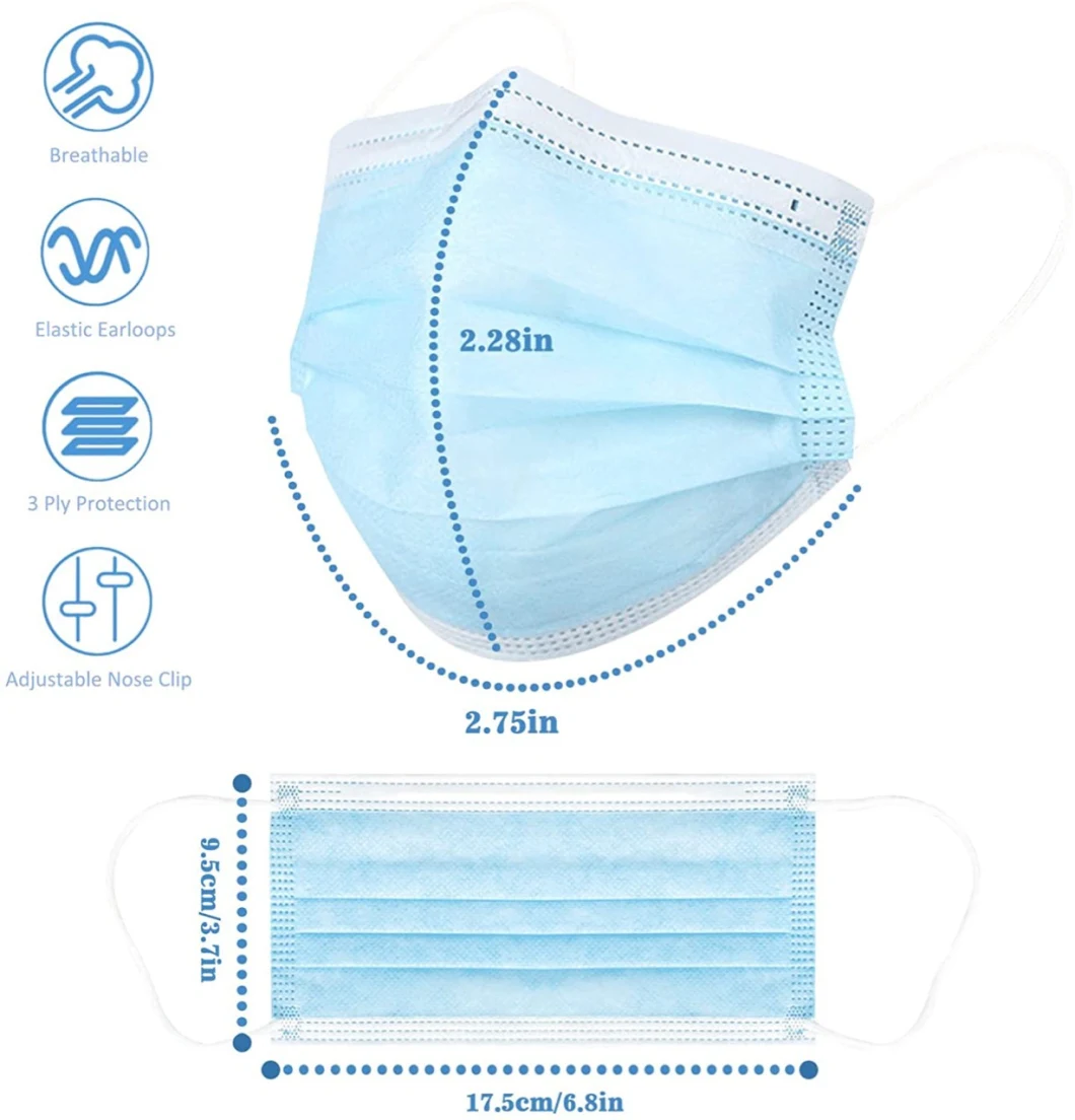 Disposable Nonwoven Earloop 3 Ply Medical Face Mask