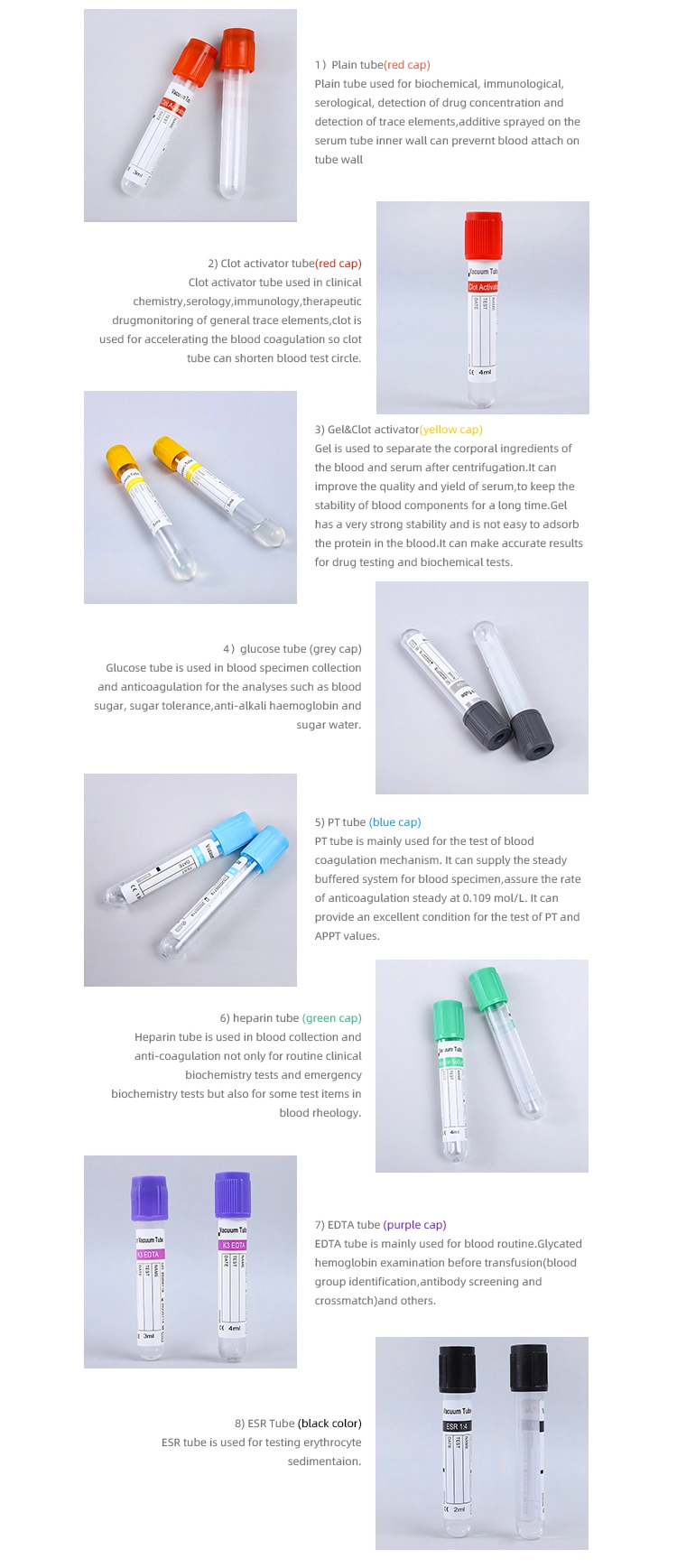 High Quality Vacuum Blood Collection Tube ESR Glass Blood Test Tubes